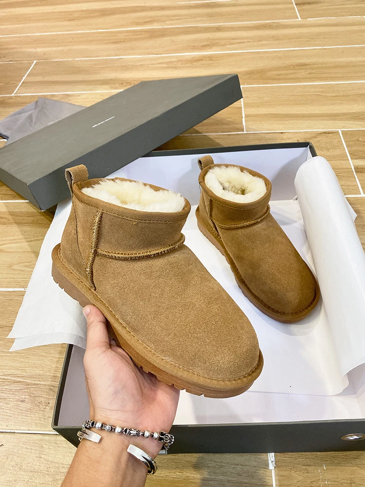 桑坡镇江ug直邮周冬雨Mini超低筒冬季保暖女款皮毛一体低帮雪地靴