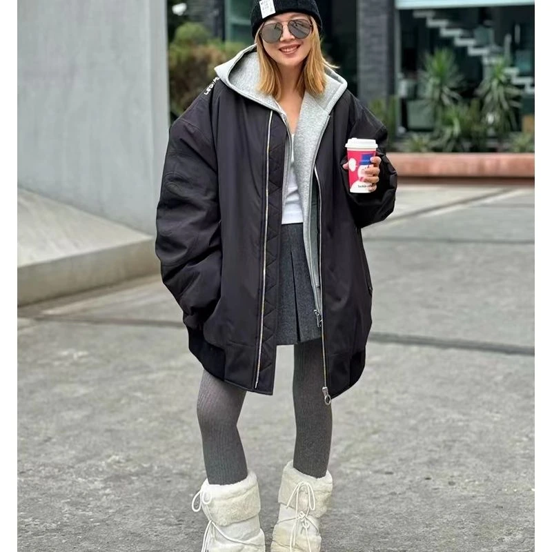 LEDIMWANG设计师原创时尚加厚秋冬短款宽松外套女阔版棒球棉服