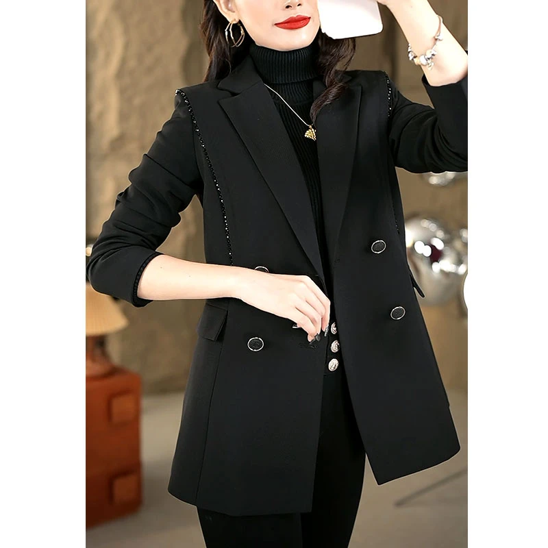 春秋季西装外套女时尚长袖职业装气质女神范中长款休闲西服上衣