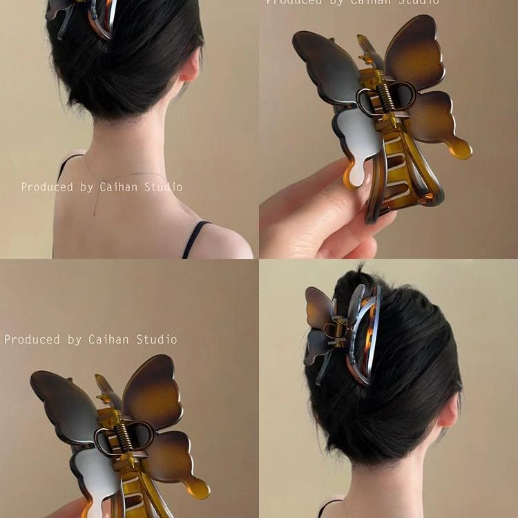 【迷踪蝴蝶】超仙立体抓夹!法式复古亚克力发夹女高级感盘发鲨鱼夹~