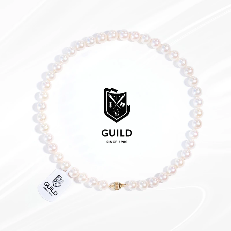 14k金灯笼扣（带吉尔德大证）西施9.5-10.5mm无核天然淡水珍珠串链