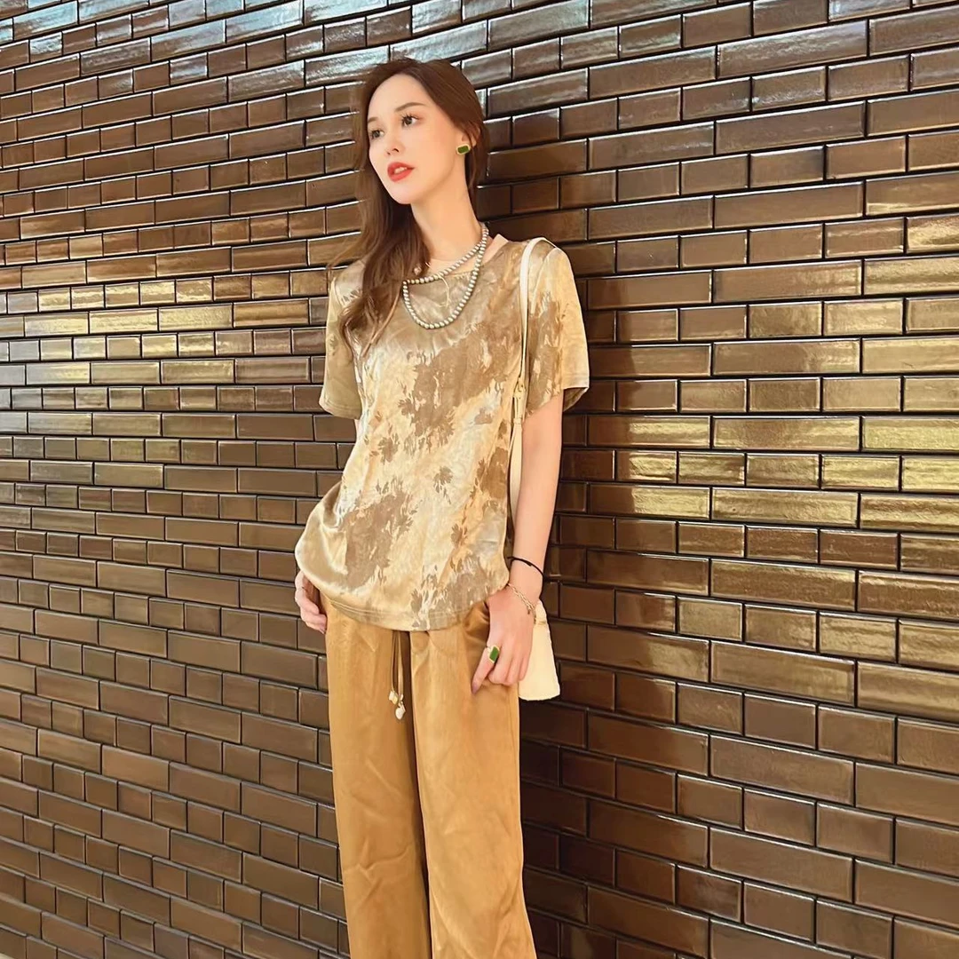 XiaoF-【扶摇】国风设计师时尚轻奢圆领T恤上衣裤子休闲上衣