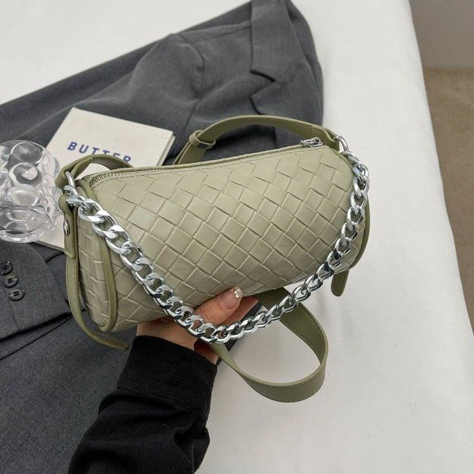 【2024夏季新款】链条小水桶包时尚百搭简约韩版ins编织斜跨小包包