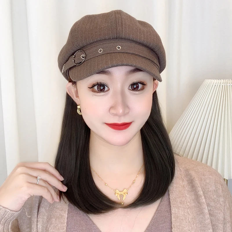 帽子假发一体短内扣百搭黑色蓬松减龄造型自然假发帽