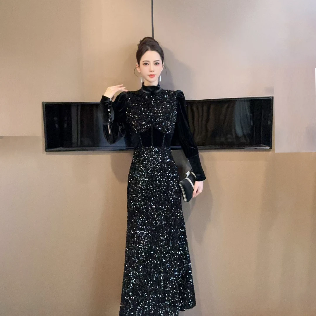 【设计师定制】修身显瘦气质轻奢名媛高级感连衣裙15244