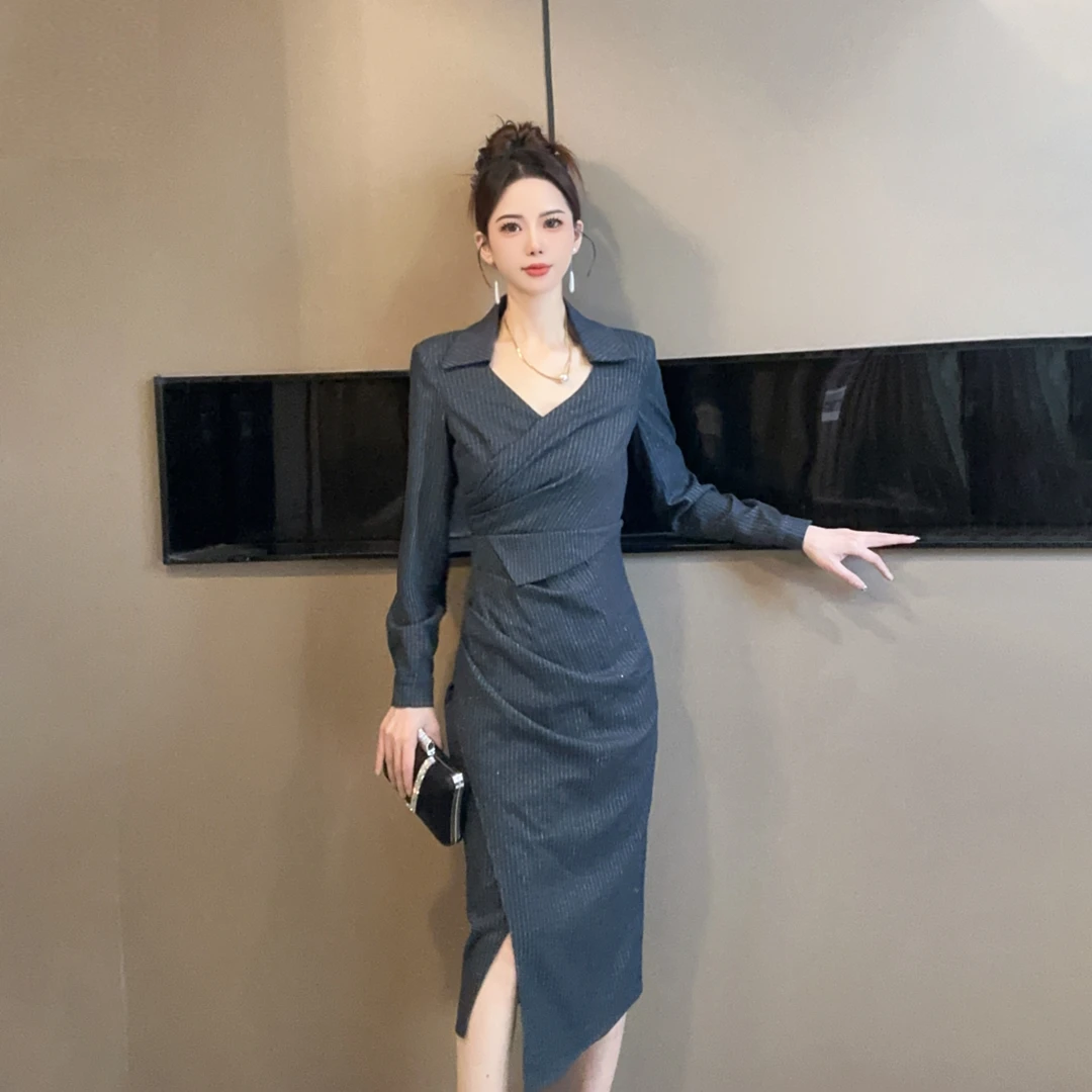 【设计师定制】新款法式轻奢气质通勤时尚收腰显瘦连衣裙31010