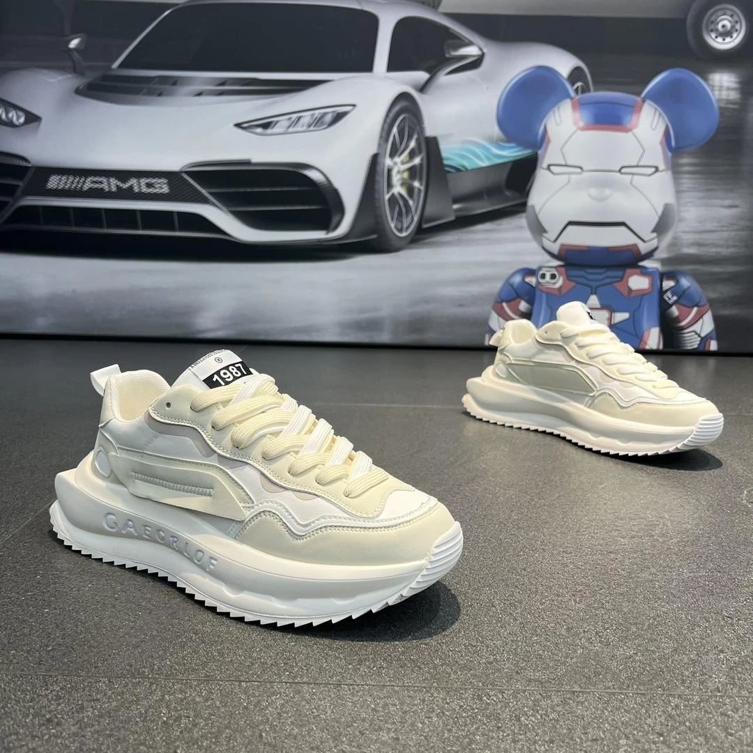 华夫阿甘鞋男2024春夏新款厚底休闲运动鞋复古潮流百搭增高老爹鞋