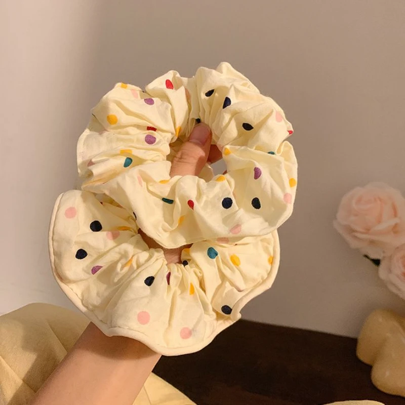 奶芙糖豆米色波点大肠发圈女森系丸子头头绳发绳发饰