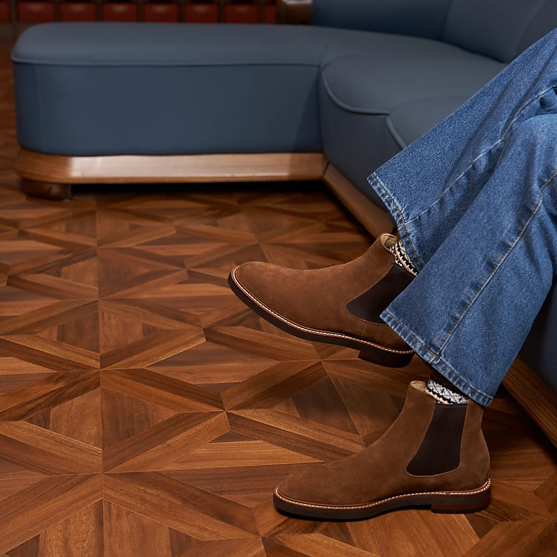 秋真皮英伦商务男士皮靴手工翻毛皮短靴反绒切尔西男靴STO-076