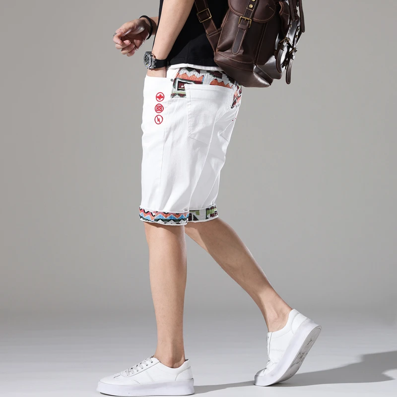 四色潮牌短裤男牛仔裤破洞夏季薄款宽松直筒韩版潮流修身五分中裤
