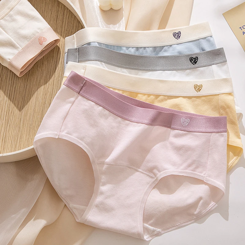 婴儿棉内裤少女5条爱心薄款中腰可爱学生透气吸汗女士三角裤女孩