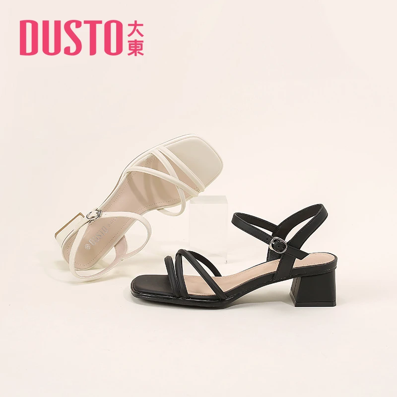 DUSTO/大东凉鞋2025夏季新款甜美仙女风细带组合粗高跟凉鞋0039J