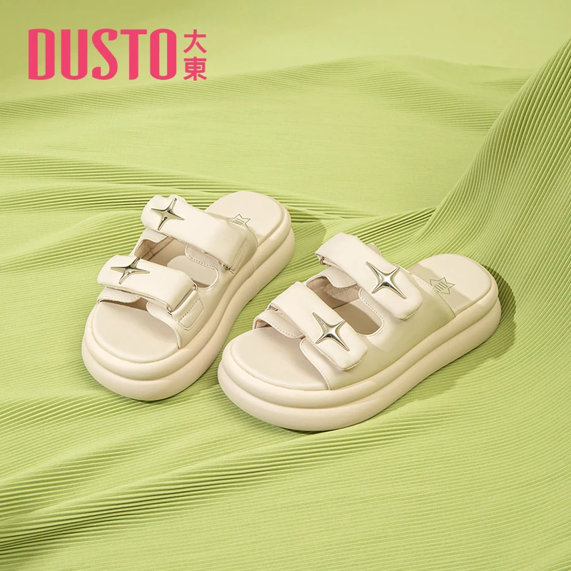 DUSTO/大东凉鞋2023夏季新款休闲厚底套脚外穿魔术贴凉拖女鞋2025