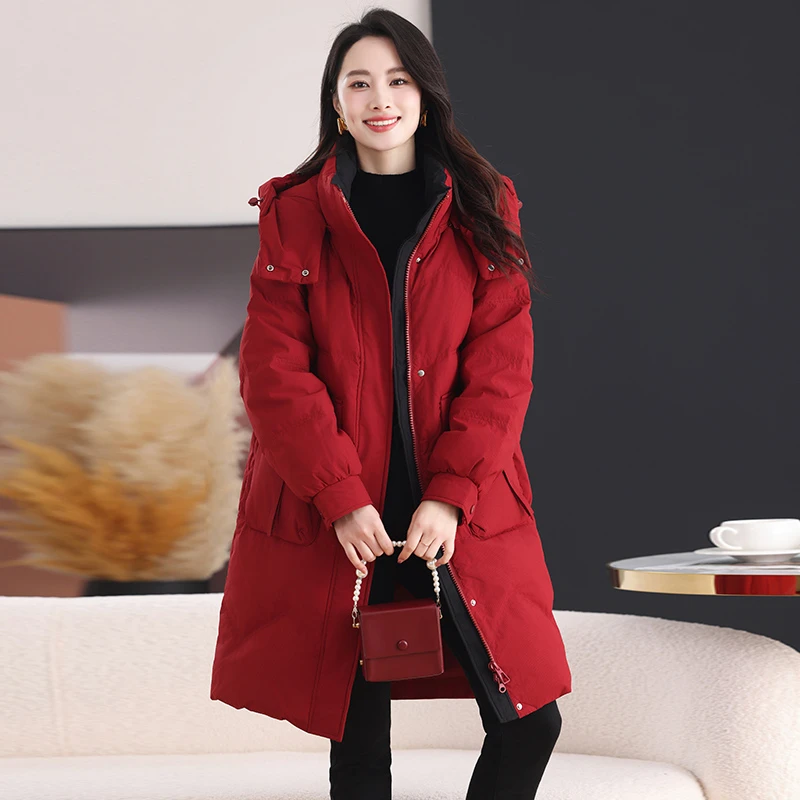 羽绒服加厚中长款女款冬季新款2024今年爆款小个子可拆卸帽领外套
