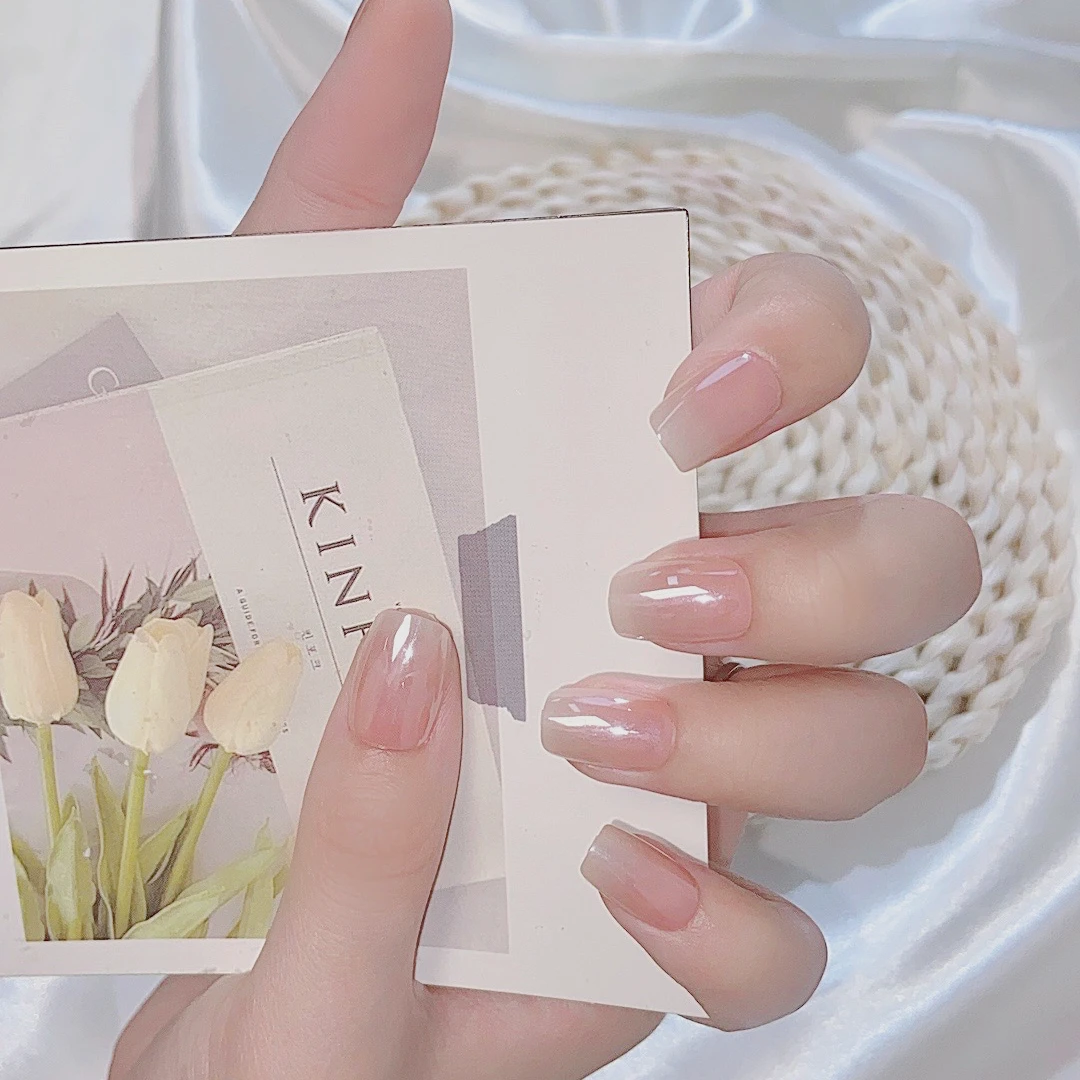 夏季热卖爆款海莉同款渐变气质美甲穿戴甲片高级简约显白528