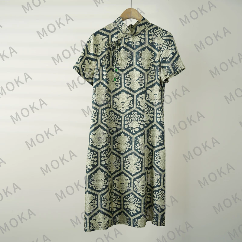 【小水专属】桑蚕丝斜纹稠中式古典纹样旗袍（240698）