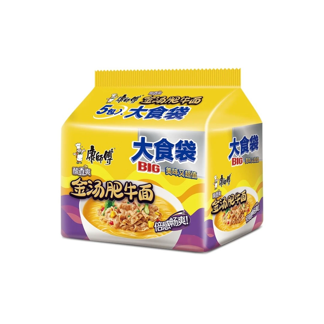 康师傅大食袋酸香爽金汤肥牛面 5包