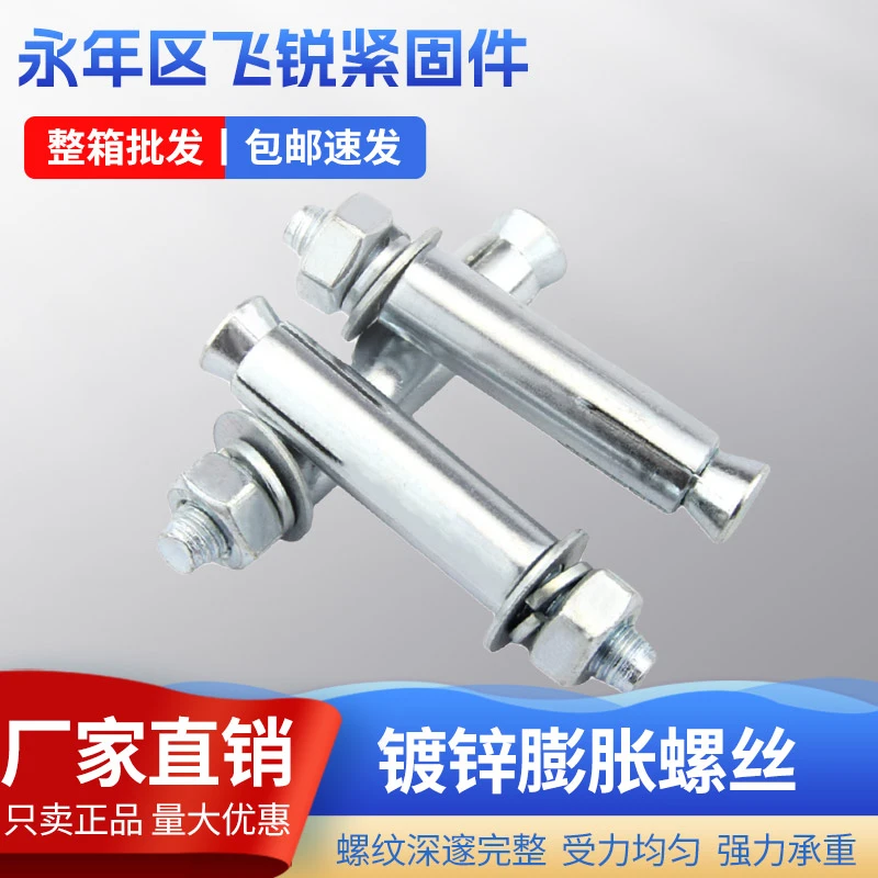 飞昕镀锌整件蓝白锌外膨胀加长大头拉爆螺丝钉铁膨胀管M6M8M10M12