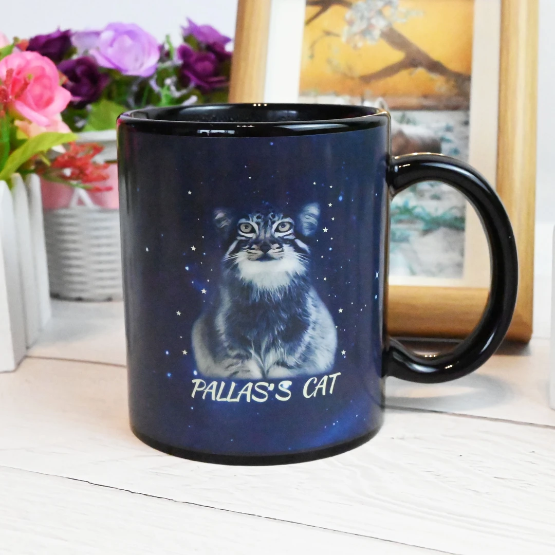 兔狲写真礼品水杯咖啡杯变色马克杯