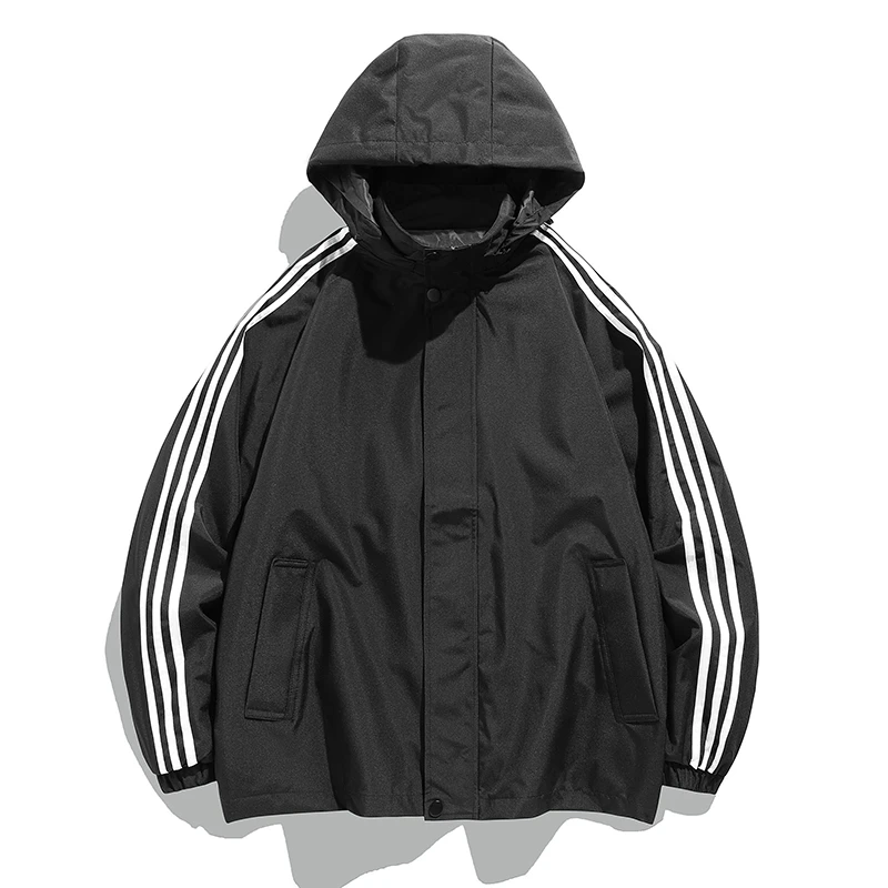 秋季休闲男外套男士运动休闲青年防风可拆卸帽夹克男运动风户外