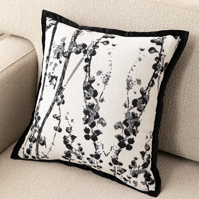 抱枕套雪尼尔轻奢黑白沙发抱枕套ins风简约客厅靠枕床头靠垫床上