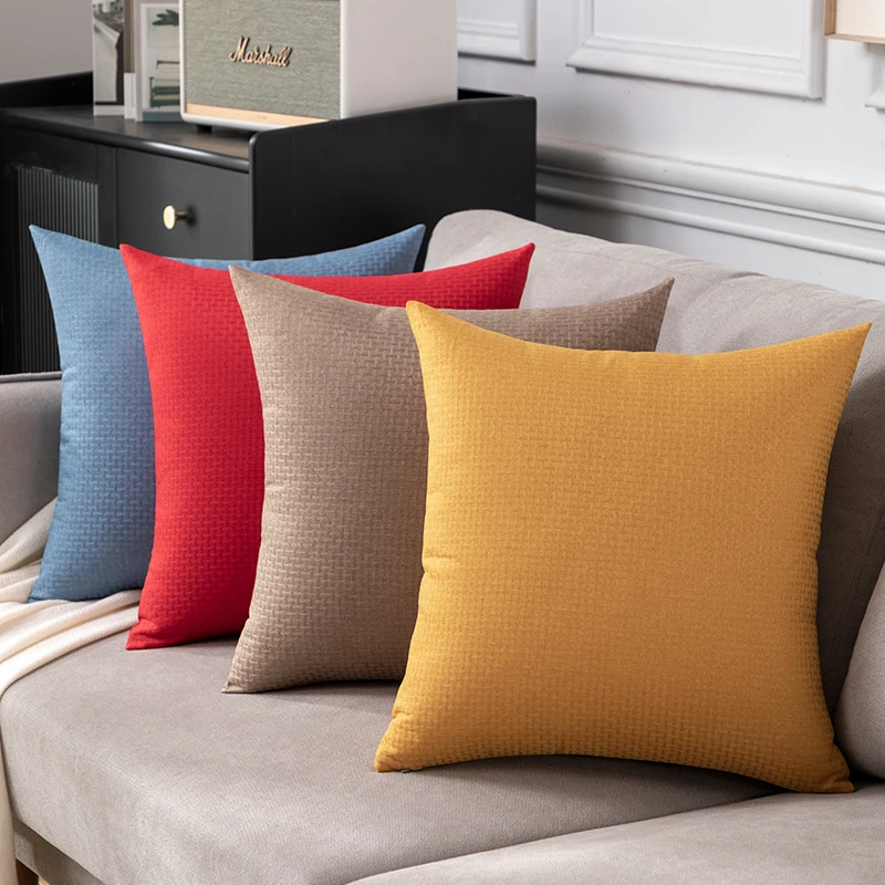 垫腰麻布实木沙发抱枕红色结婚压床靠枕客厅仿亚麻棉麻靠垫加厚