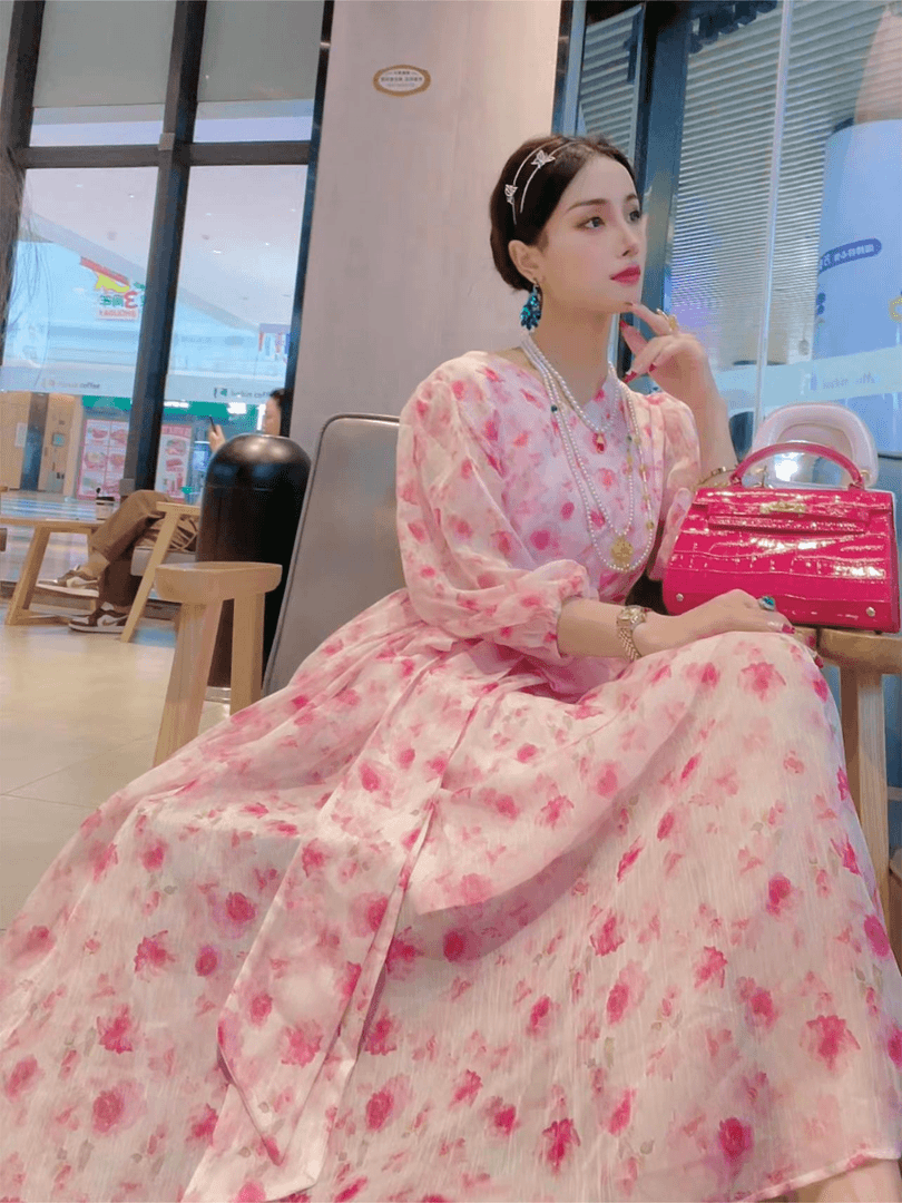 【樱花雨棠】虫宝宝千金公主仙女气质显瘦夏季收腰温柔风大裙摆