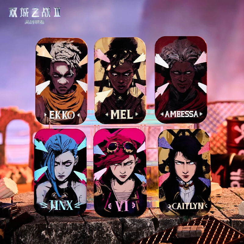 英雄联盟LOL双城之战系列 角色双闪徽章 金克丝&蔚&梅尔游戏周边