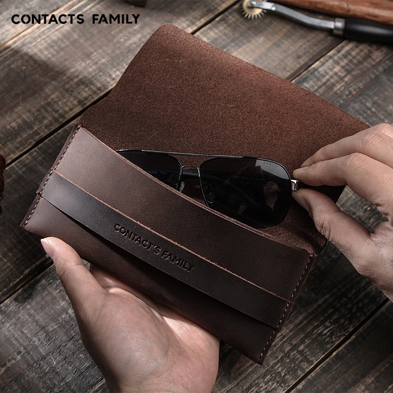 CONTACTS FAMILY眼镜盒意大利疯马皮户外旅游便捷式眼镜收纳皮套