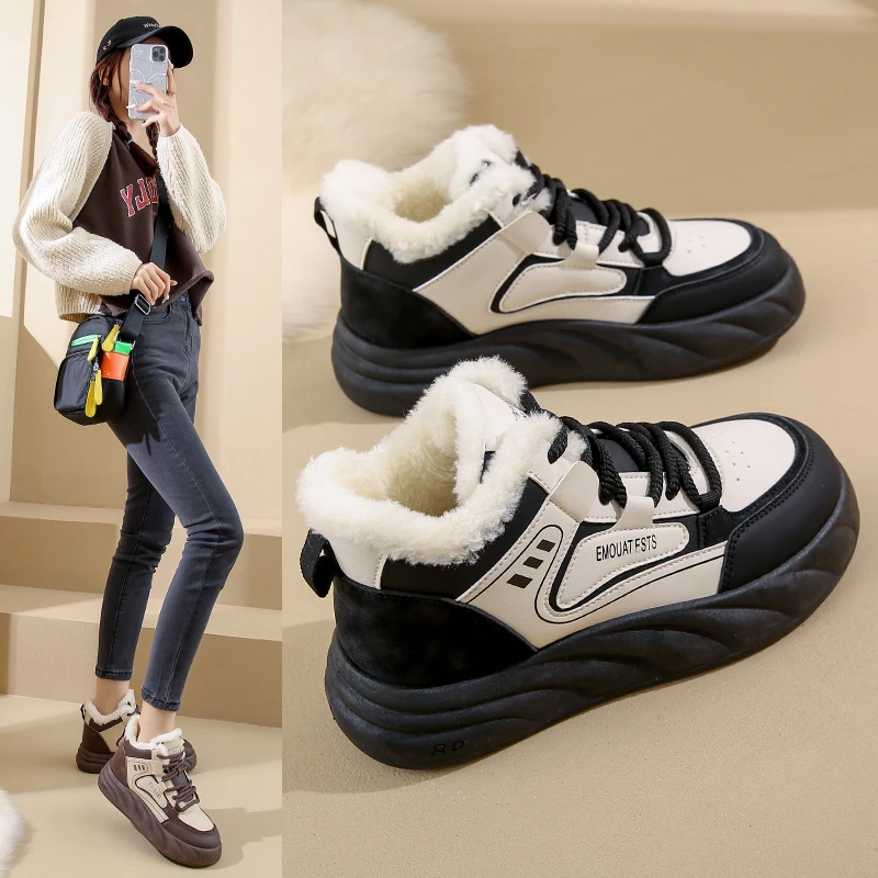 高帮加绒保暖搭子平替好物高颜值2024秋季新款百搭时尚休闲鞋通勤