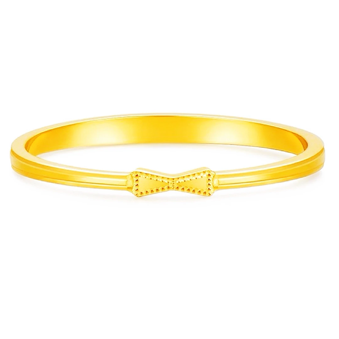 5G足金999窄版蝴蝶结戒指气质精美轻奢个性小众简约经典时尚精致