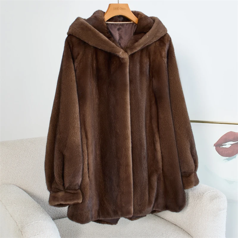 2024新款进口整貂皮大衣女廓形蝙蝠袖中长年轻时尚款皮草外套水貂