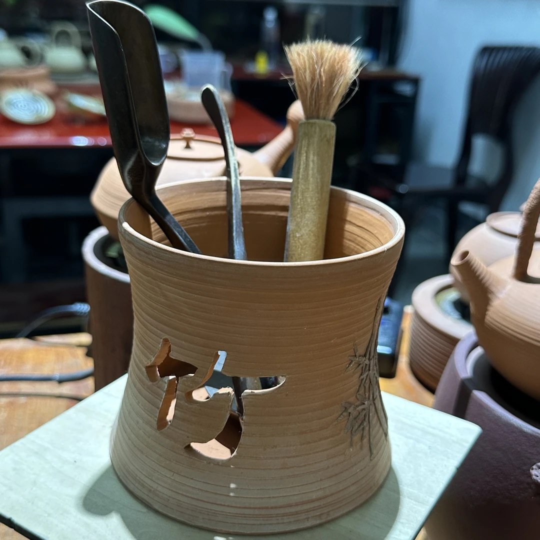 店小二亲手拉花瓶砂铫土制作红泥花瓶知竹笔筒家用创意