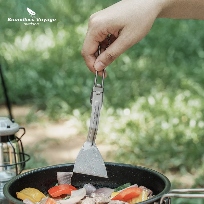 必唯纯钛户外使用露营小锅铲折叠迷你小铲子超轻便携健康野炊餐具