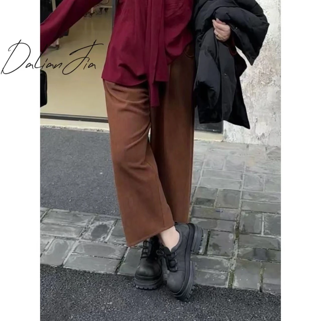 晶咕【雪尼出行】高腰松紧腰雪尼尔休闲裤宽松秋季时尚百搭