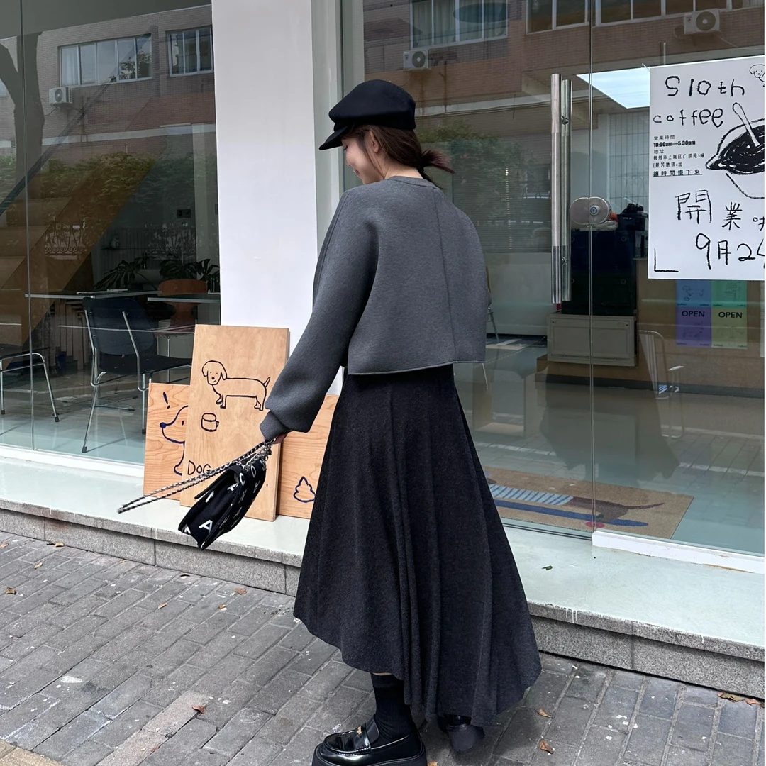 晶咕【时光交叠-裙子】显瘦时尚韩版小众不规则设计连衣长裙