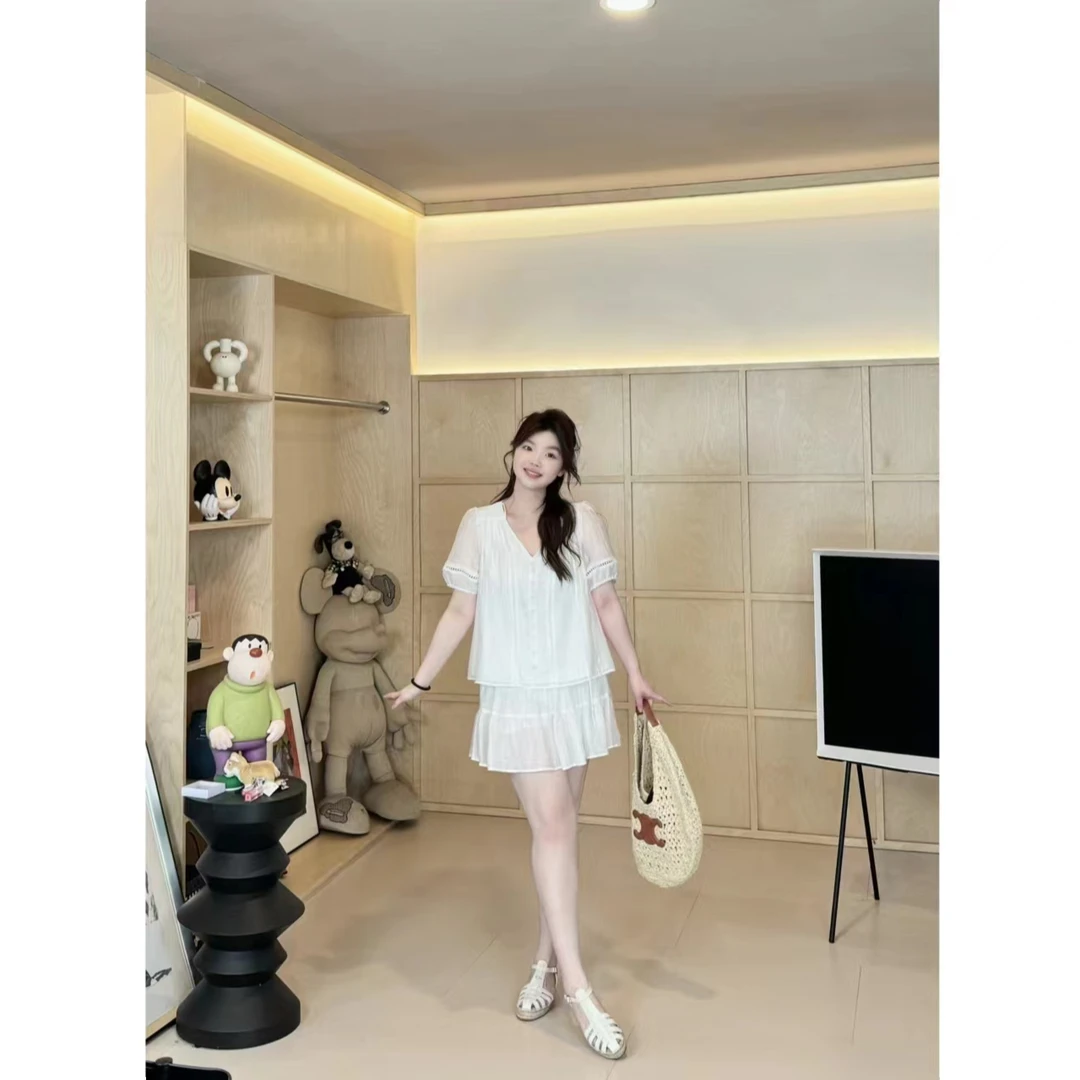 晶咕【冷萃茉莉-半裙】慵懒风松紧高腰A字蛋糕半身短裙时尚夏季