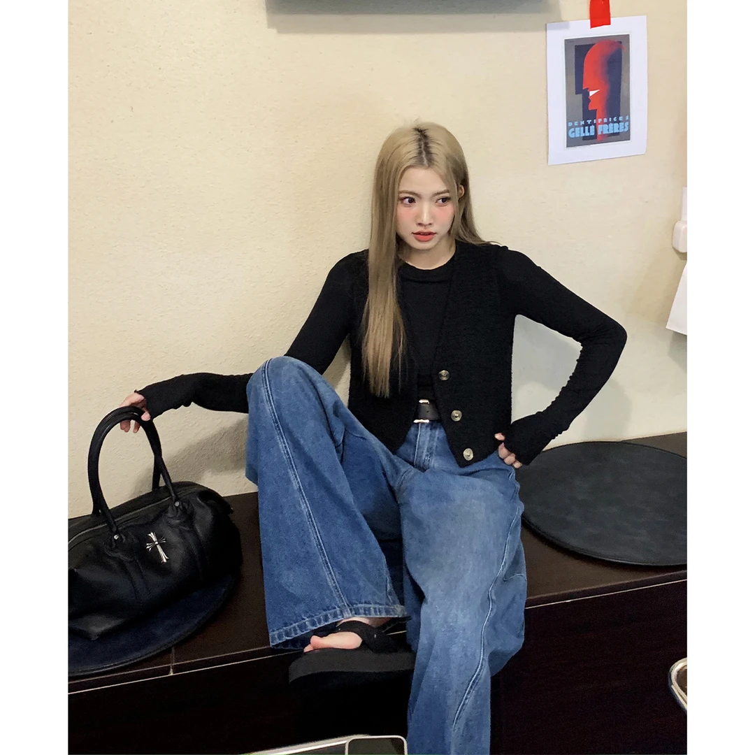 晶咕白标~名媛小香风圆领宽松马甲气质短款时尚