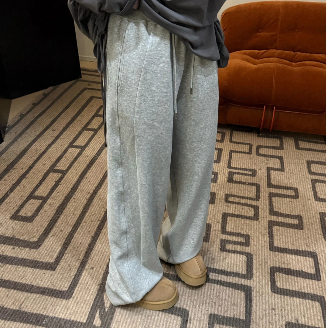 晶咕【弯刀裤】直筒百搭显瘦舒适高腰垂感抽绳休闲拖地阔腿裤