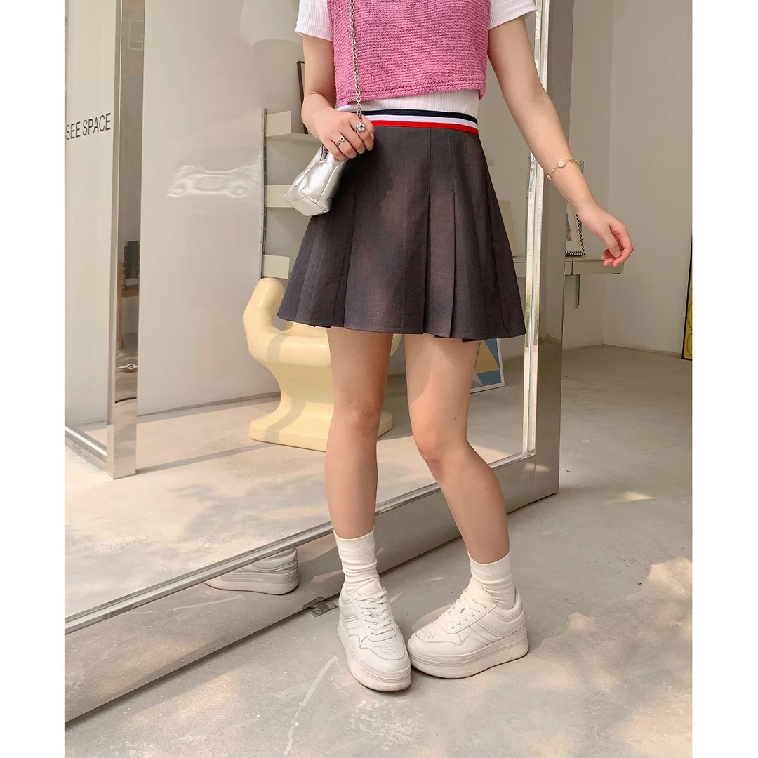晶咕白标~网球少女~松紧撞色百褶半身裙裤女夏季百搭新款短裙春秋