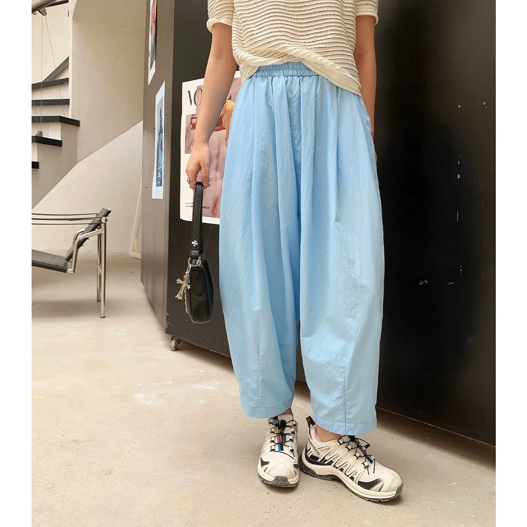 晶咕白标~梨形身材Bi入～宽松直筒休闲裤女夏季百搭时尚运动裤洋气