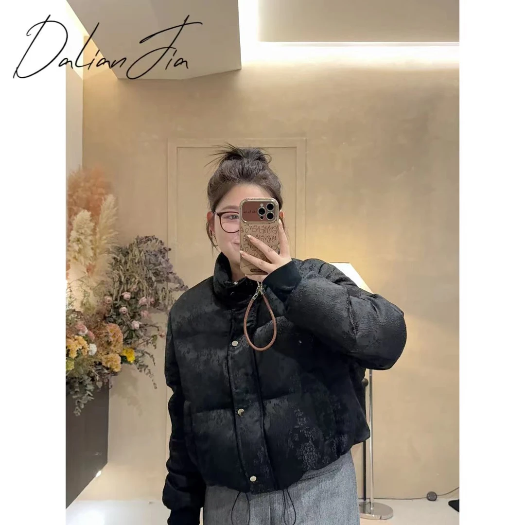 晶咕【墨予生花】高级感休闲羽绒服短款时尚百搭黑色保暖加厚