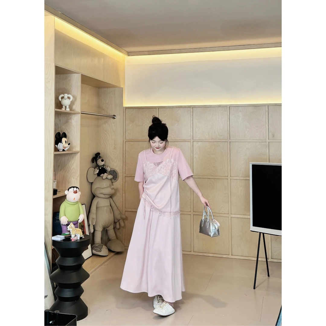 晶咕【反转魅力-半身裙】设计款高腰显瘦松紧腰缎面A字半身长裙