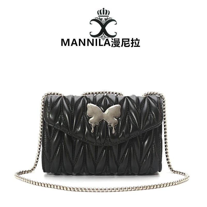 单肩小香风轻奢时尚百搭女士黑色菱格肩包5751