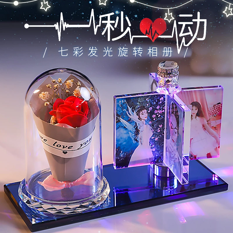 生日礼物送女朋友闺蜜水晶摆件照片定制情侣纪念有意义礼品解压