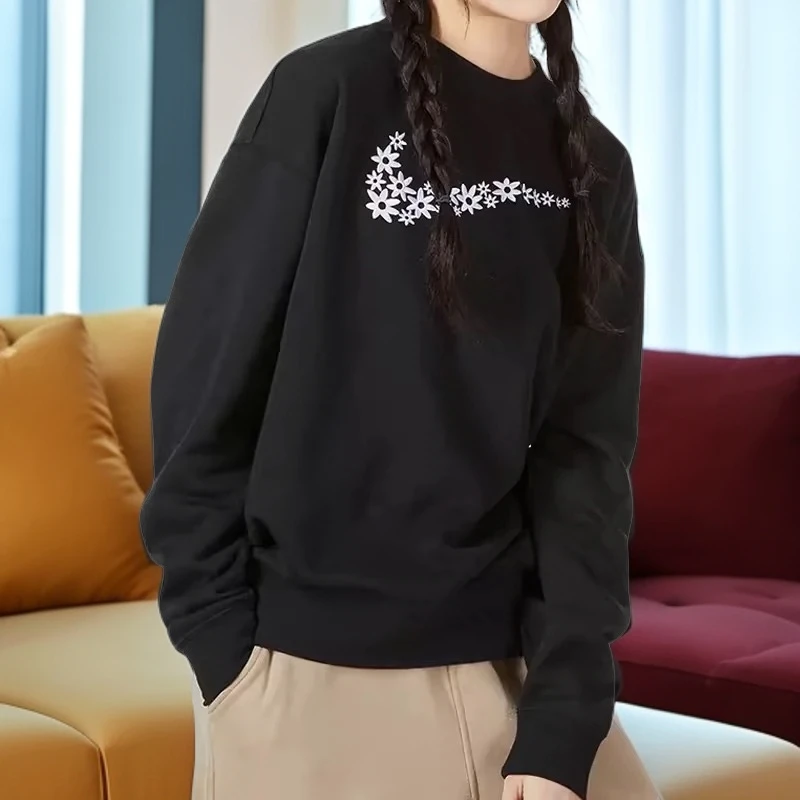 NIKE/耐克女子长袖时尚宽松圆领运动休闲套头卫衣黑色潮流秋冬