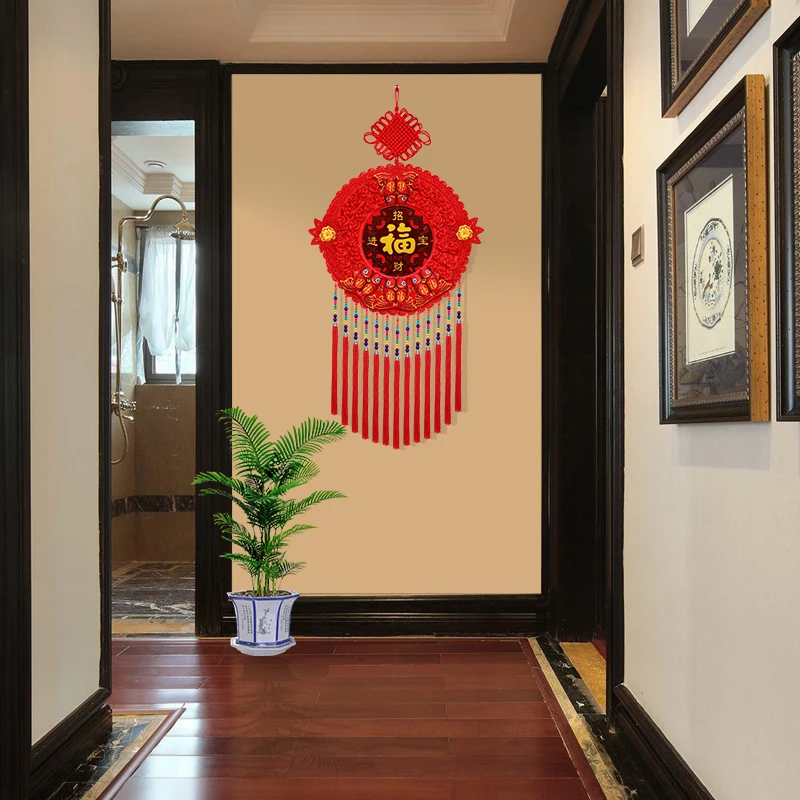 中国结挂件客厅大号高档桃木福字吉祥挂饰春节装饰入户门玄关乔迁