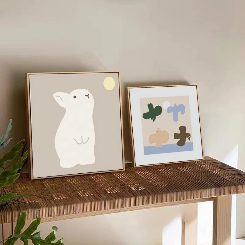 卡通飞燕兔子儿童房装饰画可爱治愈系小孩卧室床头挂画床头柜摆画