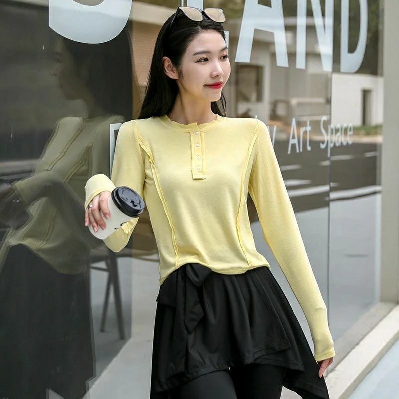 网红专业运动女性瑜伽服高弹性长袖跑步服速干薄款修身透气春秋款