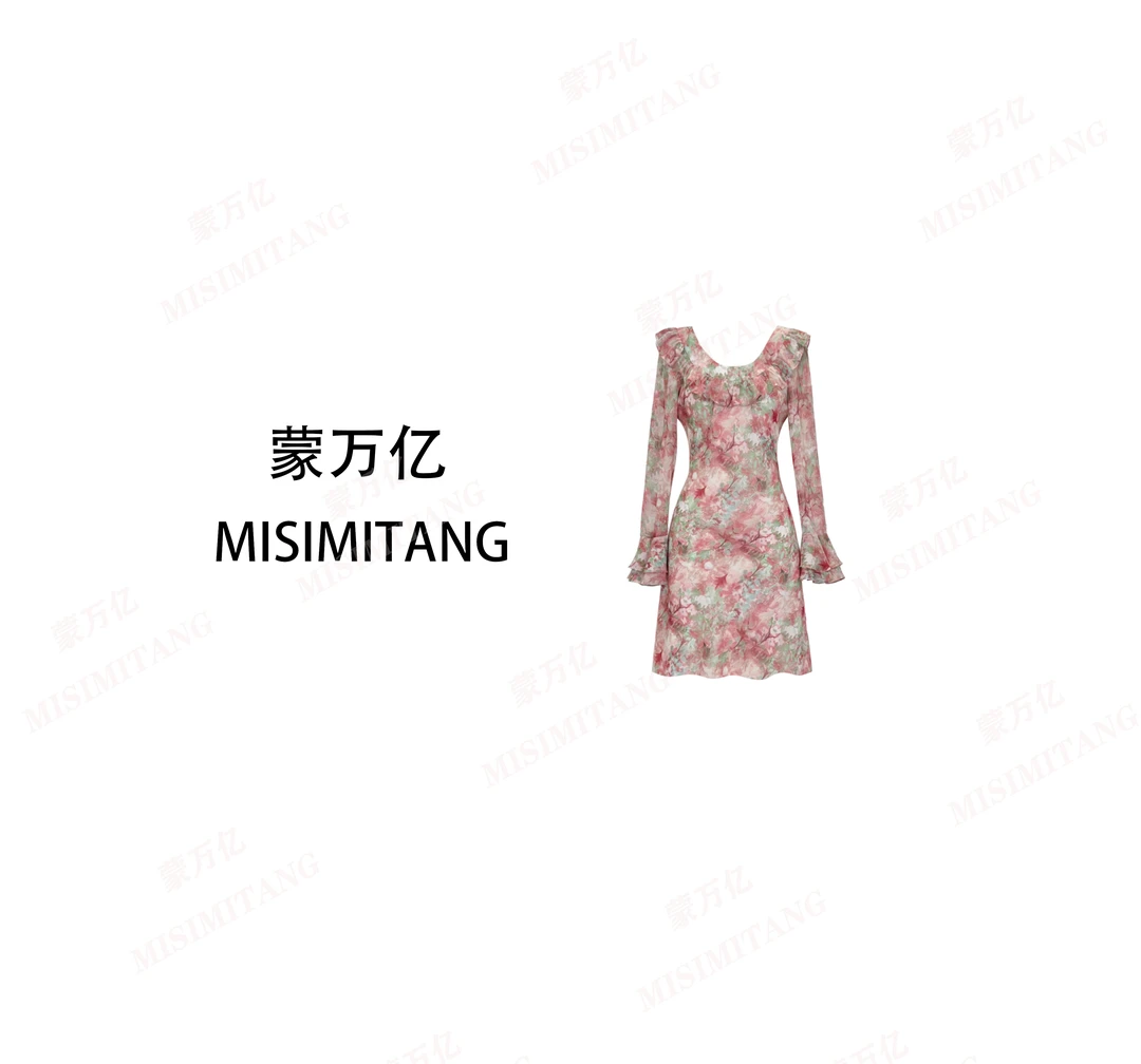 【桃芝夭夭短款】法式粉色长款女装连衣裙时尚显瘦轻奢气质